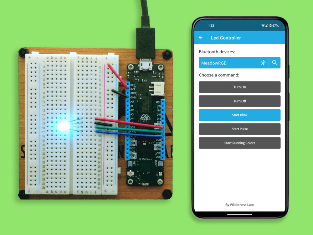 iot, dotnet, meadow, bluetooth, led