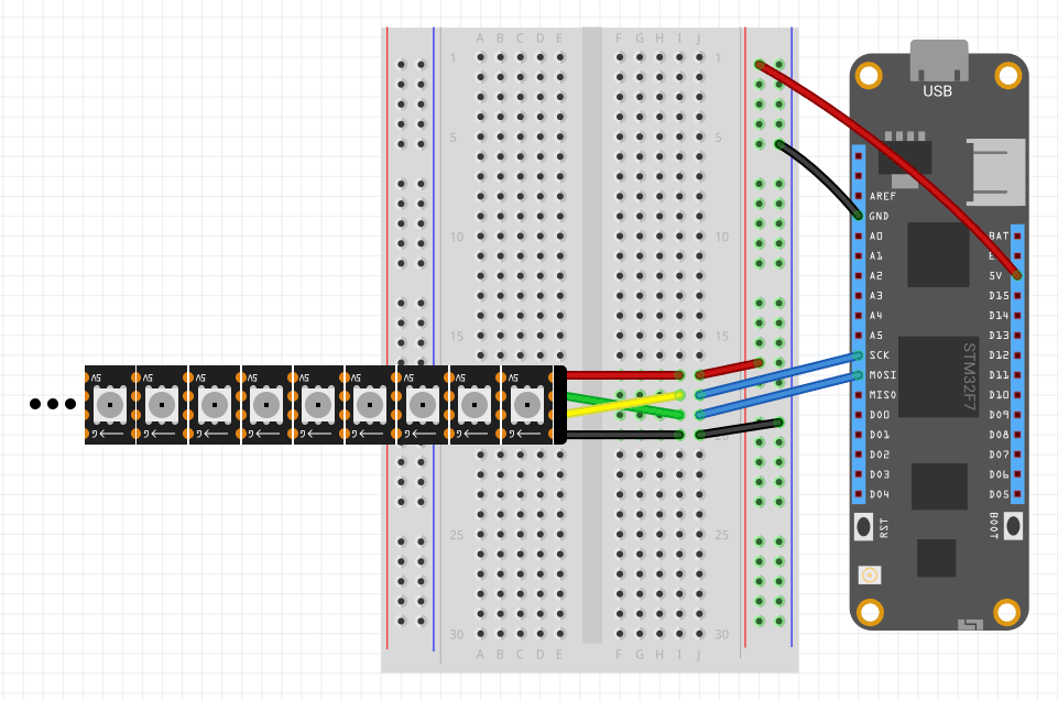 Wiring an Apa102 to a Meadow F7