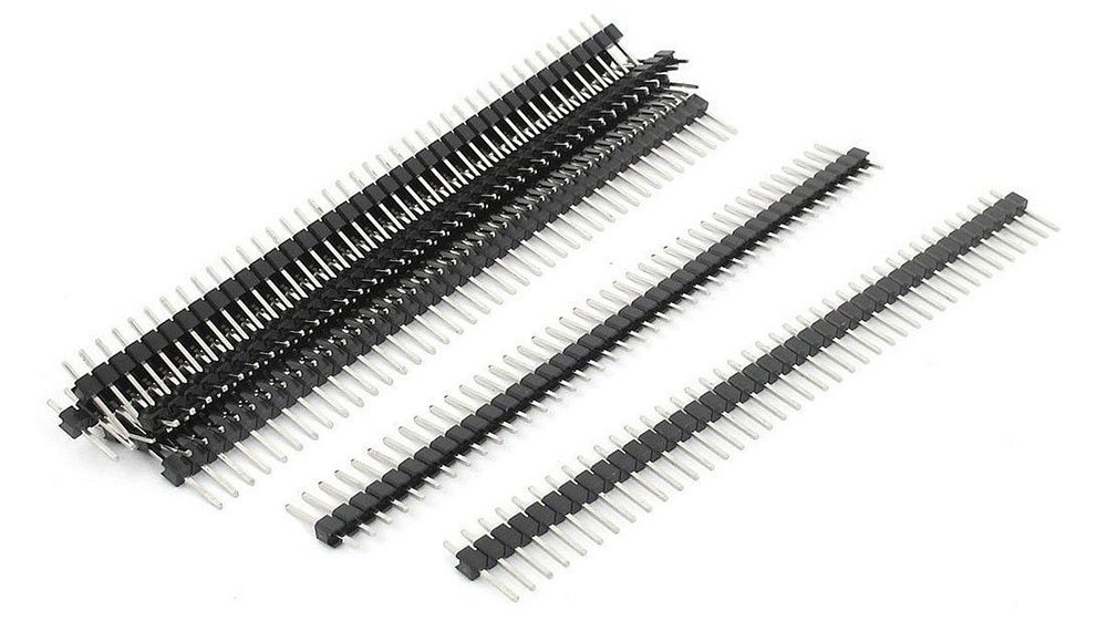 Photo of a set of several black breakaway headers.