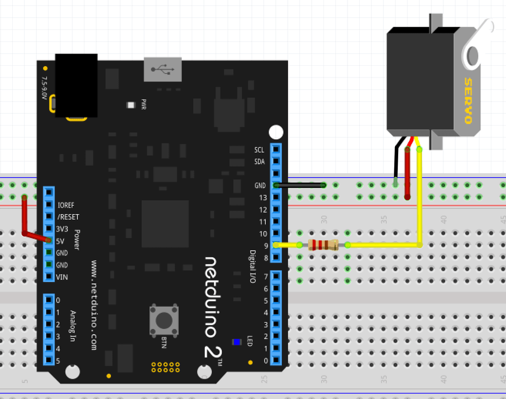 Servo Connected to Netduino