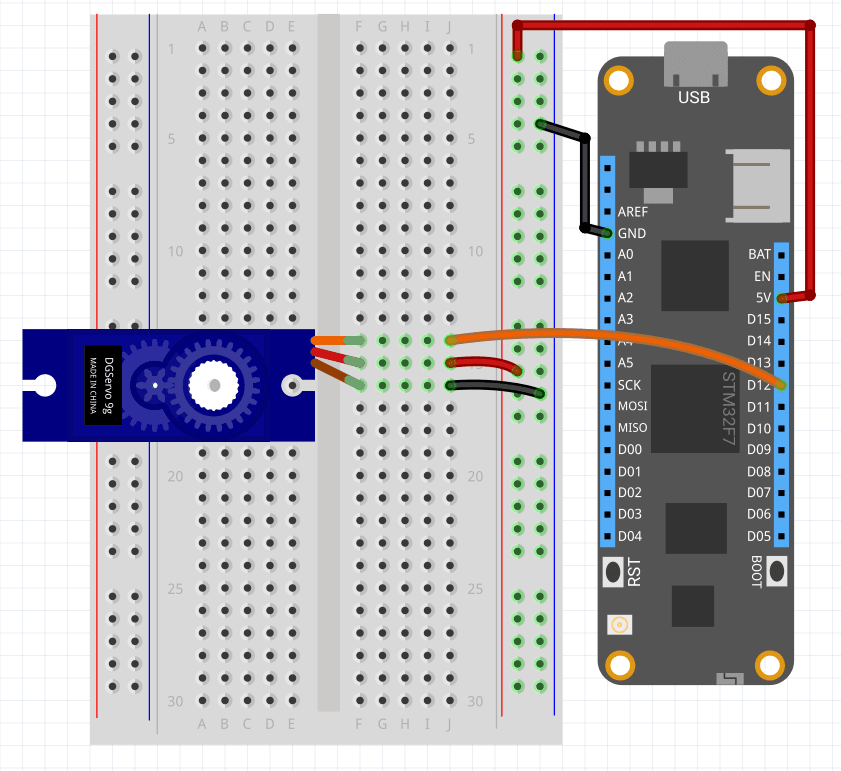 Servo connected to Meadow for testing